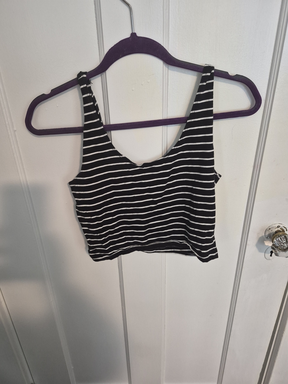 Forever 21 Black & White Striped Cropped Tank